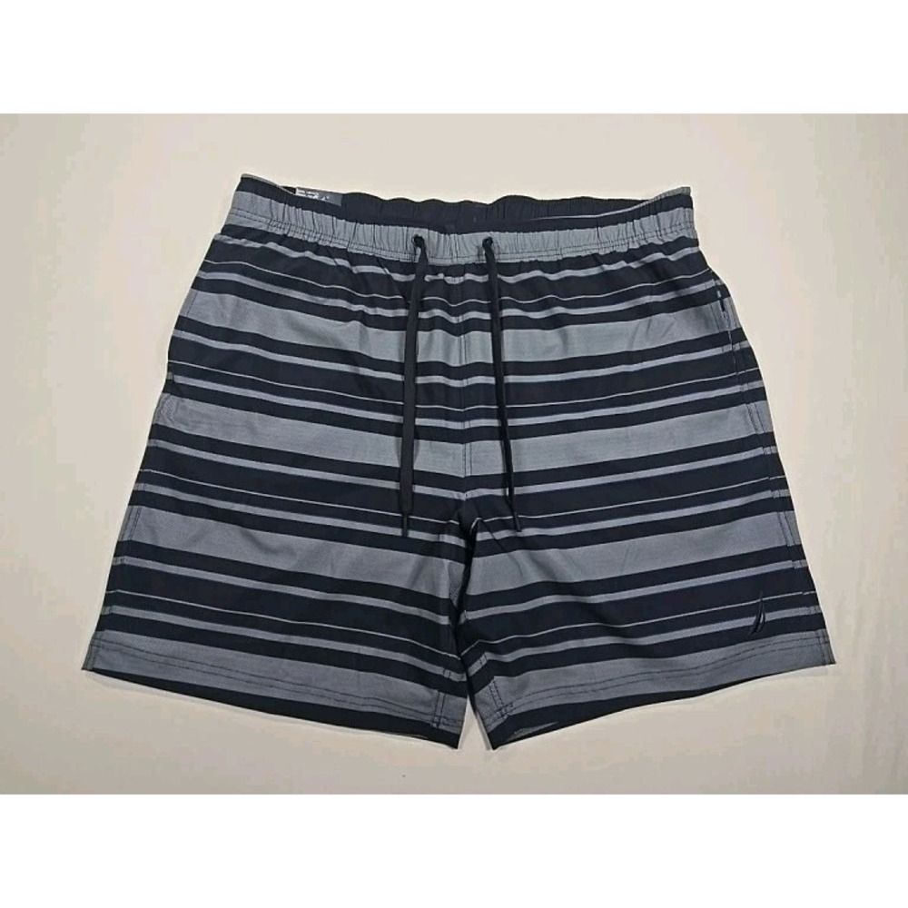 Nautica Swim XXL 46/48 Swim Trunks Shorts Blue Striped Quick Dry Active Stretch